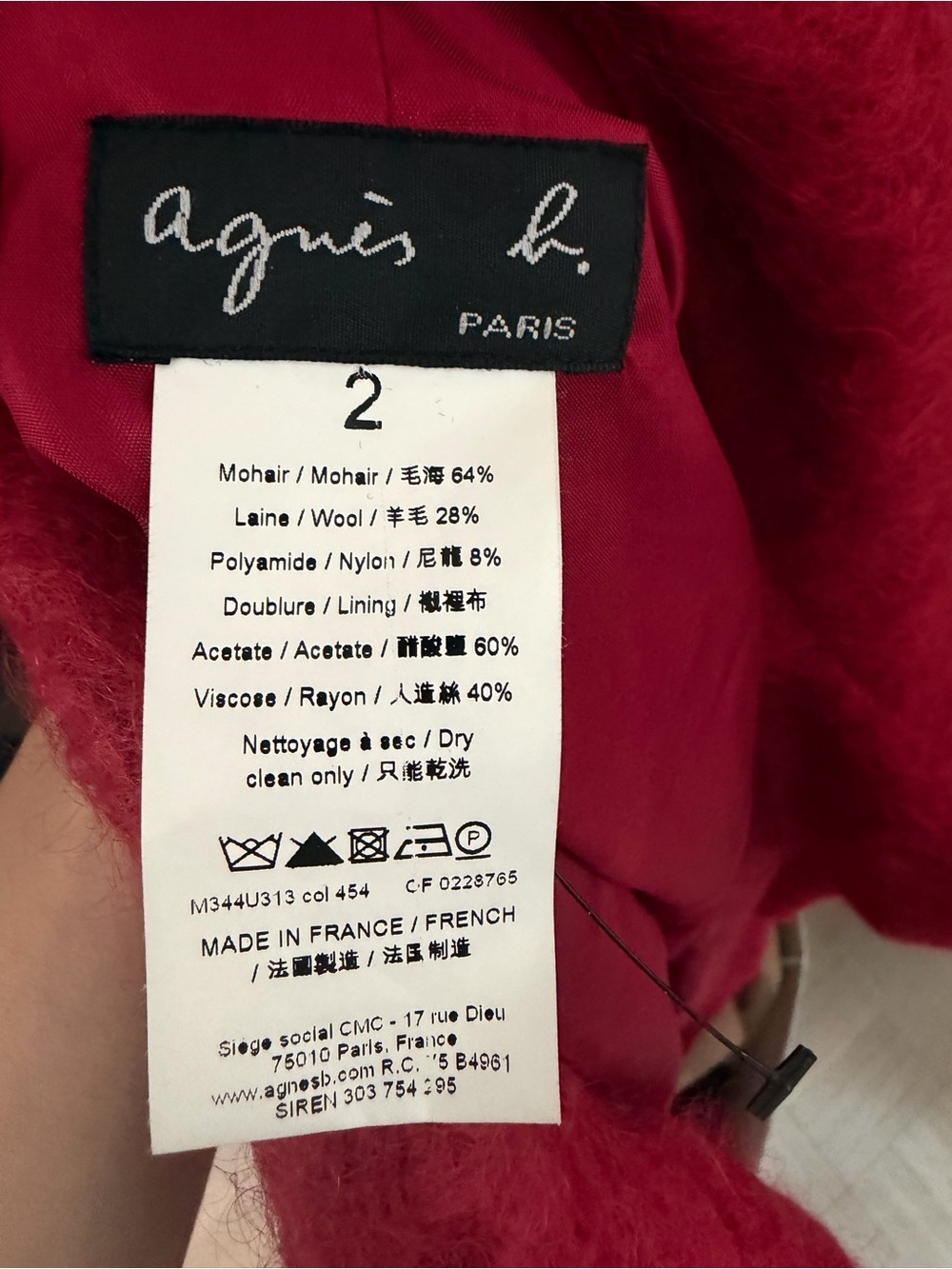 Agnes B cherry red Button-Front Wool Blend Coat - Picture 5 of 5
